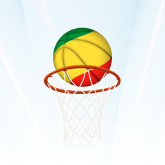 Congo Flag Basketball Scoring Through Hoop.