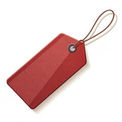 Fototapeta premium Red Textured Retail Tag with String and Grommet on a White Background