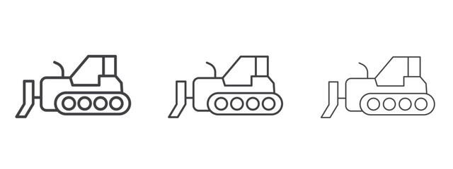 Bulldozer icon in Line Art Style for Design collection