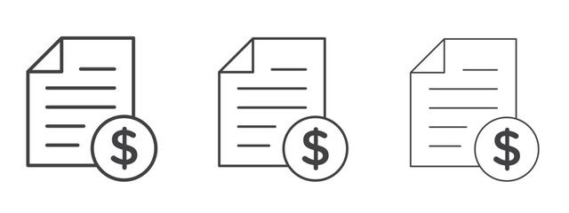 Bill paid icon in Line Art Style for Design collection