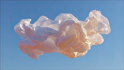 Soft, flowing white fabric against a vibrant sky