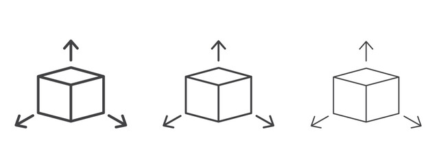 3D modeling icon in Line Art Style for Design collection