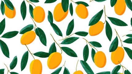 Mangoes and leaves repeat pattern