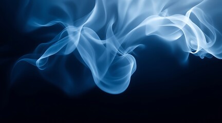 Image of abstract blue and white smoke swirling and curling against a dark background, creating a dynamic and ethereal visual effect