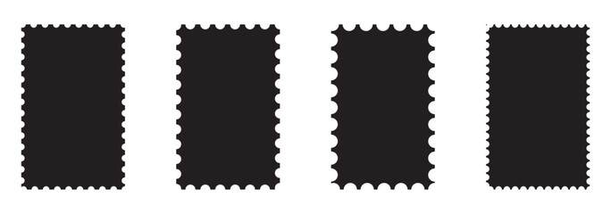 Set of blank rectangle and square Postage stamp frames. Postage stamp vector icons. Postage stamp set. Mockup postage stamps. Blank postage stamp borders templates.Print
