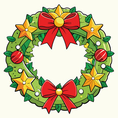christmas wreath vector illustration