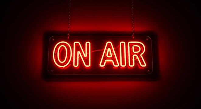 Neon sign reading "on air".