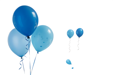 blue birthday background with balloons in the air, featuring a blue balloon on the left On AI generated by PNG