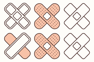 Adhesive bandage set on white background for medical and first aid use