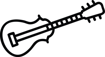 Ukulele Icon Black Outline Minimalist Design on White Background