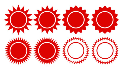 Red starburst shapes vector design element collection abstract graphic art set