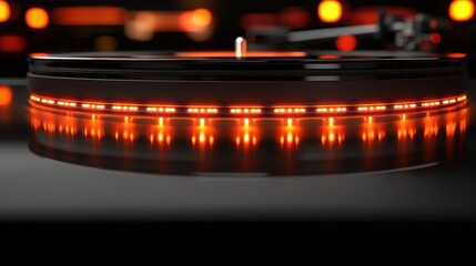 Spinning record player with illuminated lights