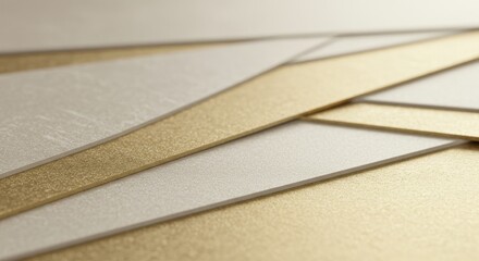 Abstract arrangement of textured gold and cream-colored geometric shapes