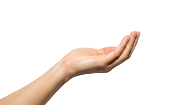 Open Palm Hand Reaching Upwards Offering Support Generosity Helping Charity Concept Isolated on Transparent Background