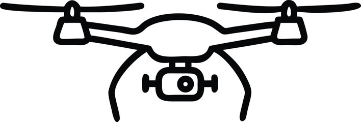 Single line style drone with camera offers simple, modern aerial technology on white