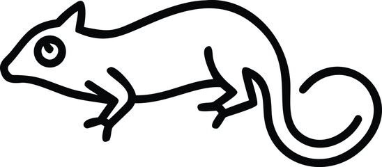 Simple Line Art Chameleon Silhouette with Curled Tail on White Background