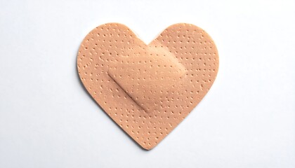 Overhead View Heart Bandage On White