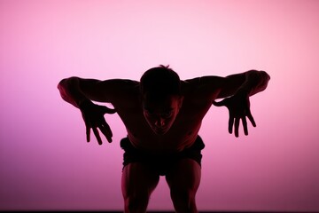 Dramatic Male Silhouette - Intense Expression and Dynamic Pose