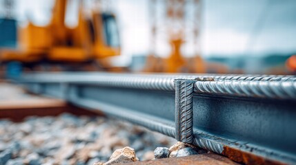 Detailed view of steel reinforcement elements used in construction projects outdoors.