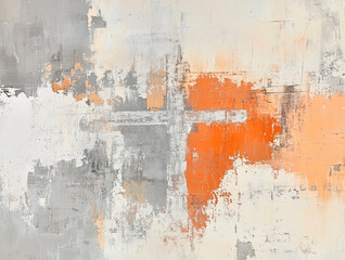 Abstract painting, faded orange and gray tones, blurred images of urban landscapes, soft brushstrokes, digital art style