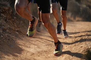 Trail Runners in Action on Dusty Path
