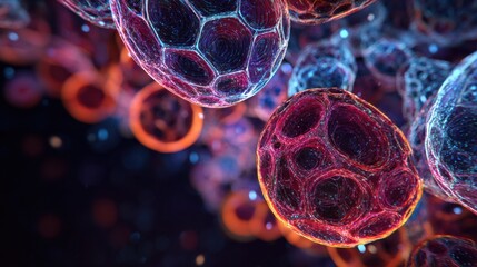 glowing cellular structures abstract art