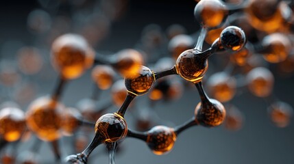 glowing amber molecule structure
