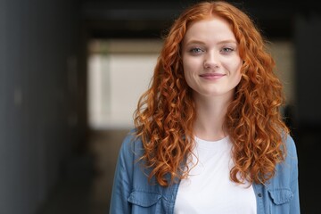 Smiling Redhead Woman Portrait in Natural Light