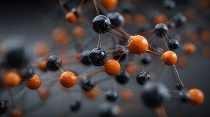 abstract orange black molecule spheres