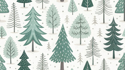 Obraz premium A seamless minimalistic pattern of hand-drawn Scandinavian-style Christmas trees