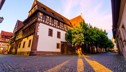 European town street at dawn