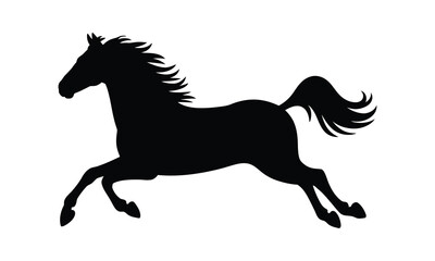 Running Horse Silhouette - Galloping Stallion Vector Graphic Design

