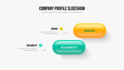 Visual Planning Two Element Diagram Slideshow Layout. Digital Proposal 2 Option Infographic Presentation Template. Service Solution Slide Design Vector Illustration.