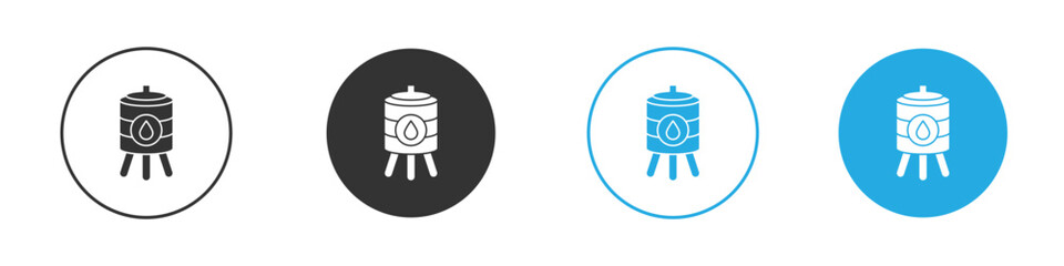 Water tank icon in editable flat vector in black and white