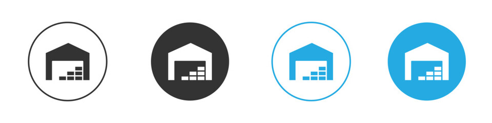 Warehouse icon in editable flat vector in black and white