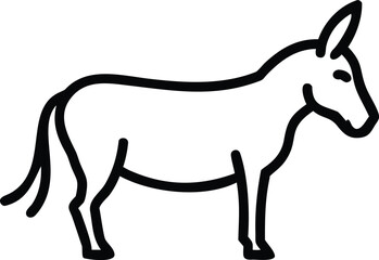 Stylized donkey standing with simple, bold lines showcased