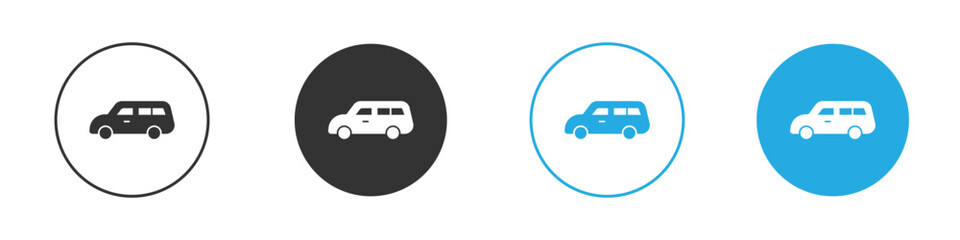 Van icon in editable flat vector in black and white