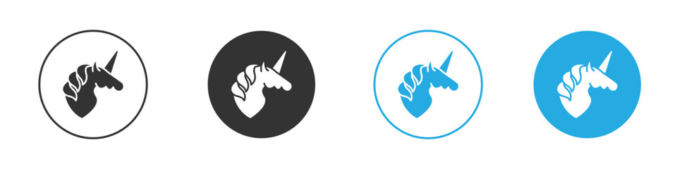 Unicorn icon in editable flat vector in black and white