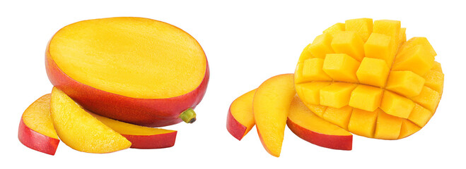 mango slices isolated on white background with full depth of field