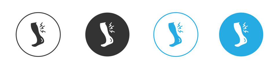 Naklejka premium Shin pain icon in editable flat vector in black and white