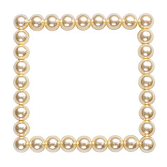 Obraz premium Square frame made of ivory pearls on a white background, top down view on transparent background