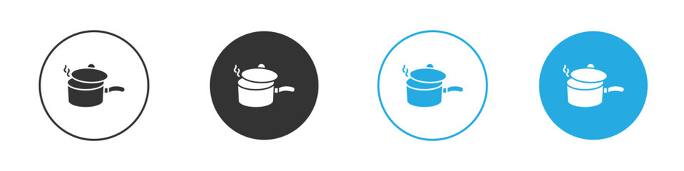 Sauce pan icon in editable flat vector in black and white