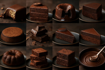 Raccolta di torte di cioccolato.
