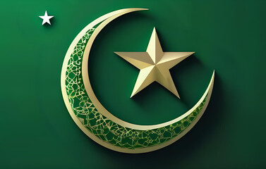 gold star on green background, Pakistan flag png