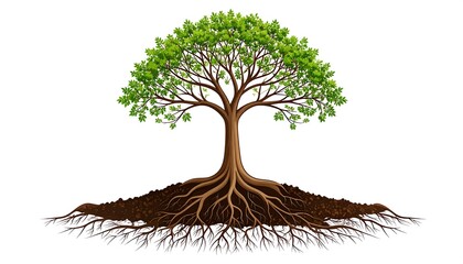 Illustration of a tree with its roots