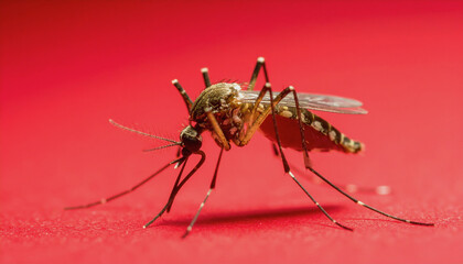 Close-up of a Mosquito Spreading Disease in Summer