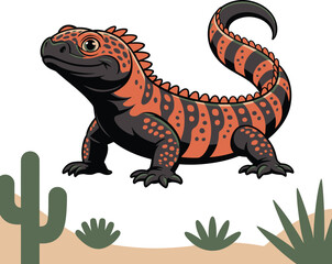 Cute cartoon a illustrator vector gila monster