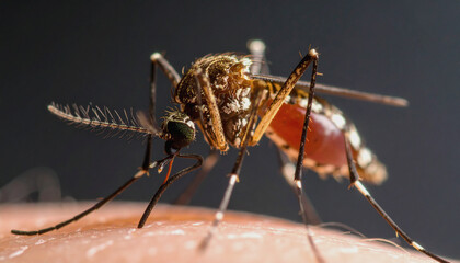 Close-up of a Mosquito Spreading Disease in Summer