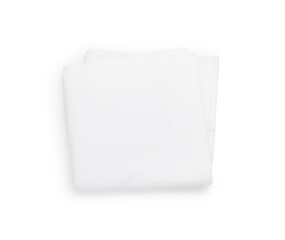 One folded terry towel isolated on white, top view