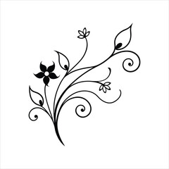 Elegant Floral Ornament in Monochrome Line Style